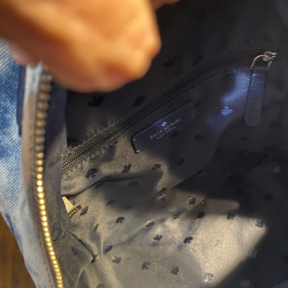 Kate Spade Blue Tie-Dye Denim Backpack - Picture 10 of 12